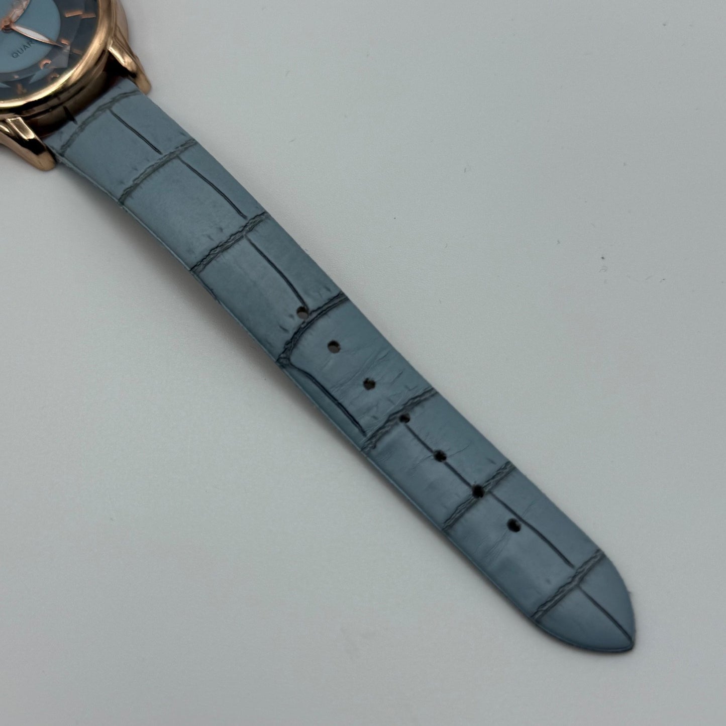 Working Ladies Rose Gold Tone Blue Dial & Strap Seconds Hand 34mm Quartz Watch