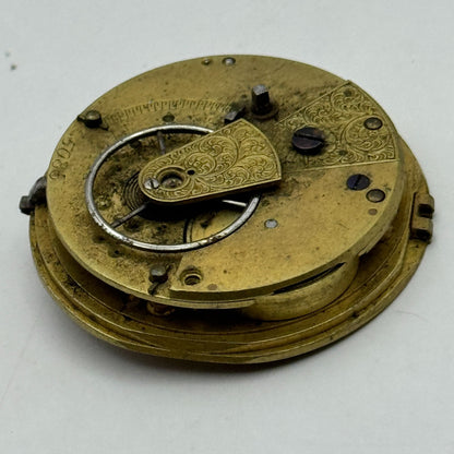 Fusee Pocket Watch Movement Antique English Key Wound Parts Repair Spares 35.7mm