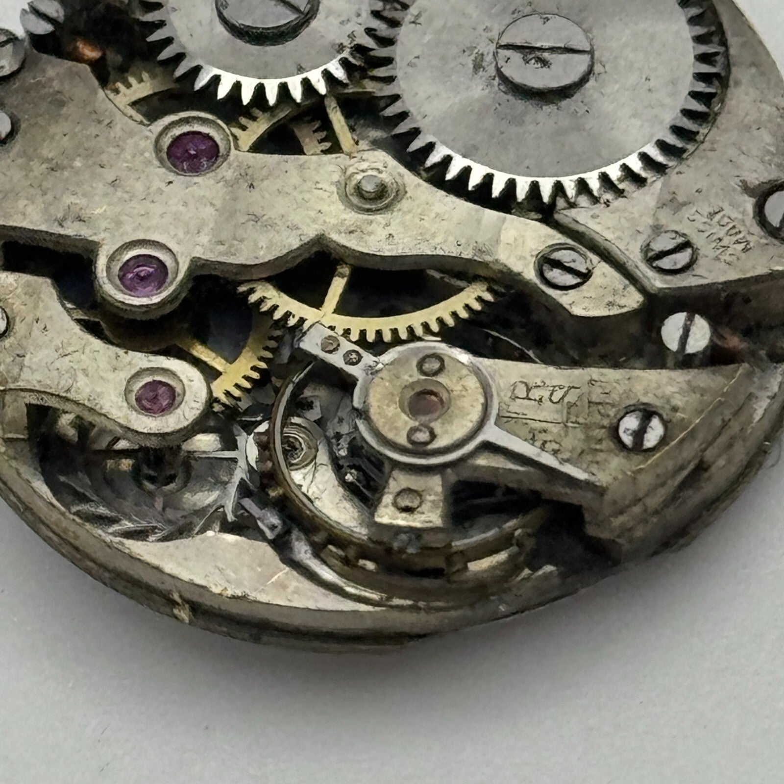 23.7mm Unidentified Swiss Porcelain Dial Trench Watch Movement Manual Wind PARTS