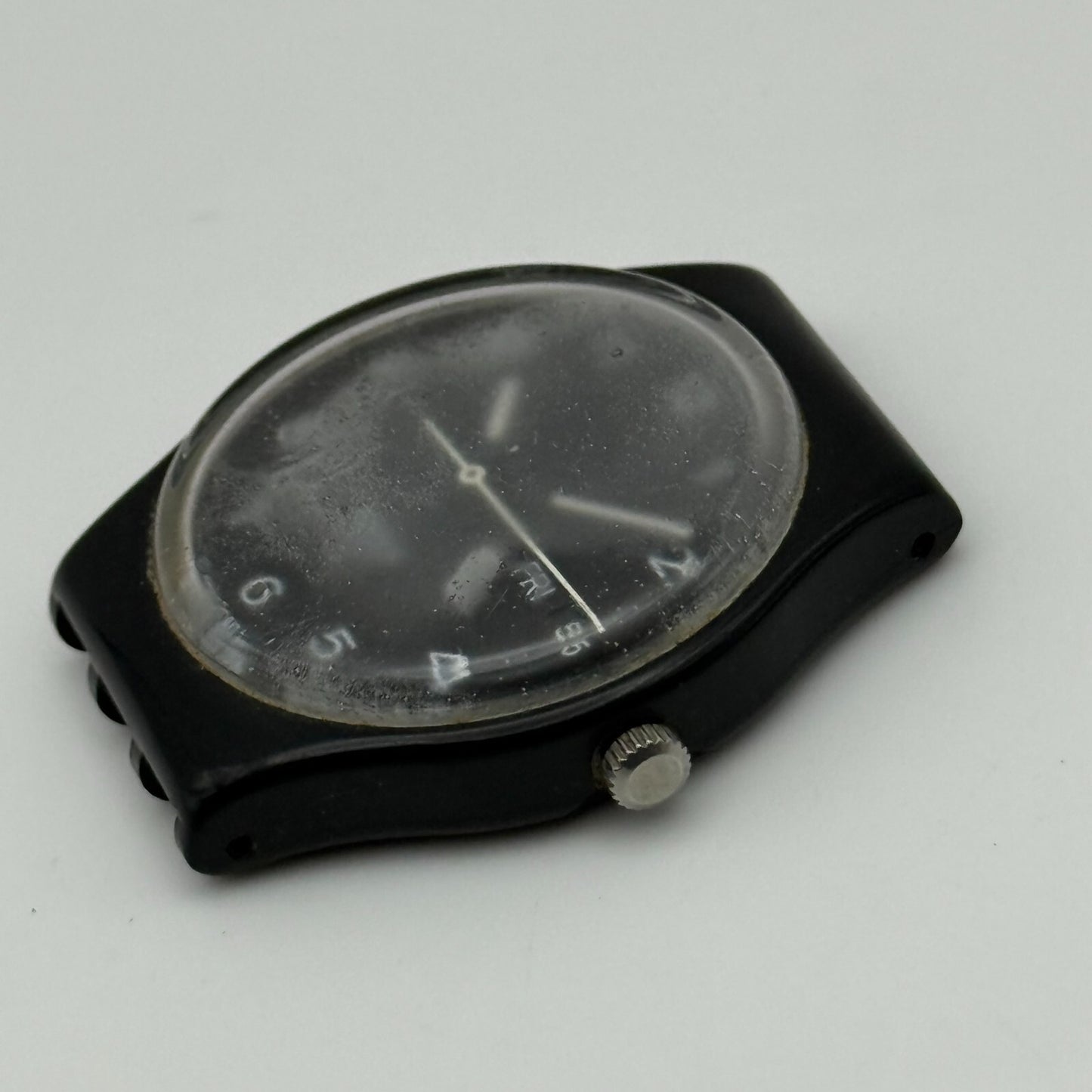 33mm Vintage 1996 Swatch Black Dial Plastic Quartz Watch UNTESTED PARTS REPAIR