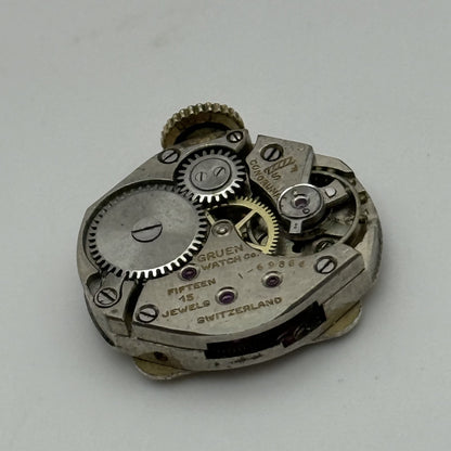 15.1mm Vintage Gruen 1-69866 Manual Wind Watch Movement PARTS REPAIR