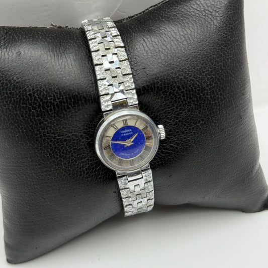 17mm Vintage Soviet 17 Jewels Blue Dial USSR Manual Wind Watch PARTS / REPAIR