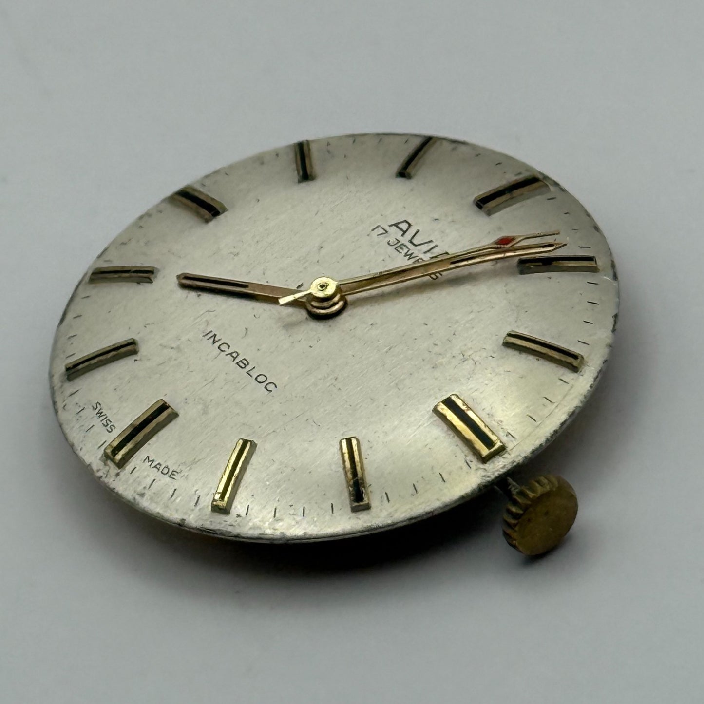 FHF ST 96 Pointer Watch Movement Running Avia Manual Wind Vintage Parts 25.9mm