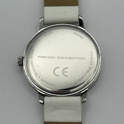 French Connection Ladies Quartz Watch White Strap Working 39mm New Battery