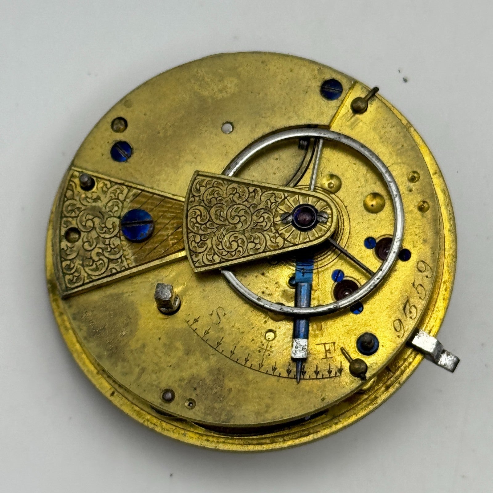 Fusee Pocket Watch Movement Antique English Key Wound Parts Repair Spares 44.3mm