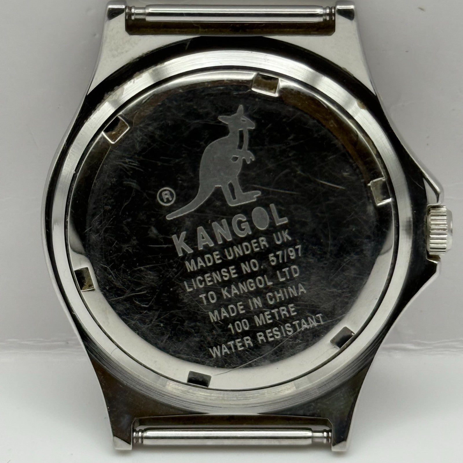 Vintage Kangol Men’s Quartz Watch Kangaroo Silver Tone 100 Metre Working 40mm