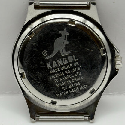 Vintage Kangol Men’s Quartz Watch Kangaroo Silver Tone 100 Metre Working 40mm