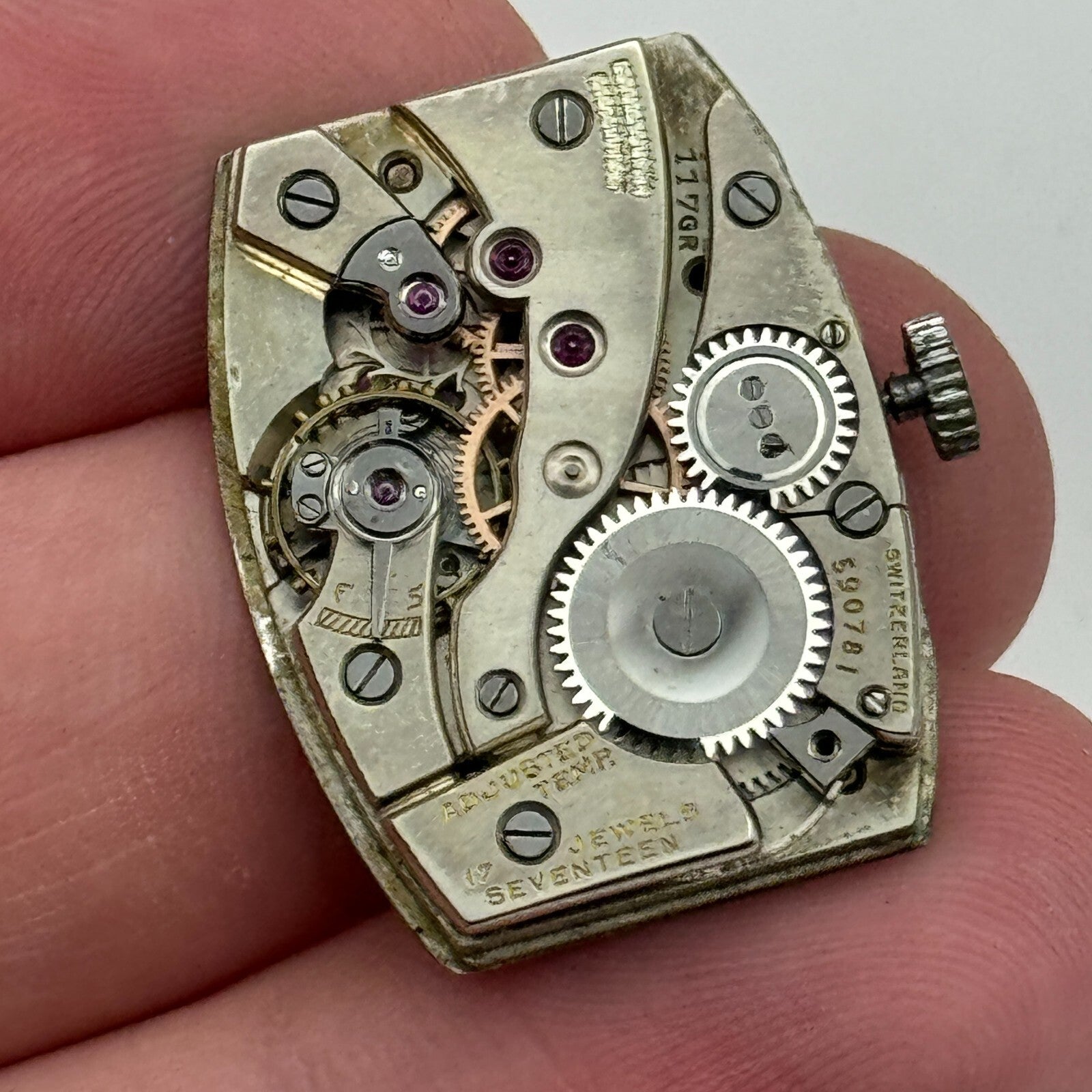 19mm Gruen 117 GR Precision Temp Adjusted Manual Wind Swiss Watch Movement PARTS