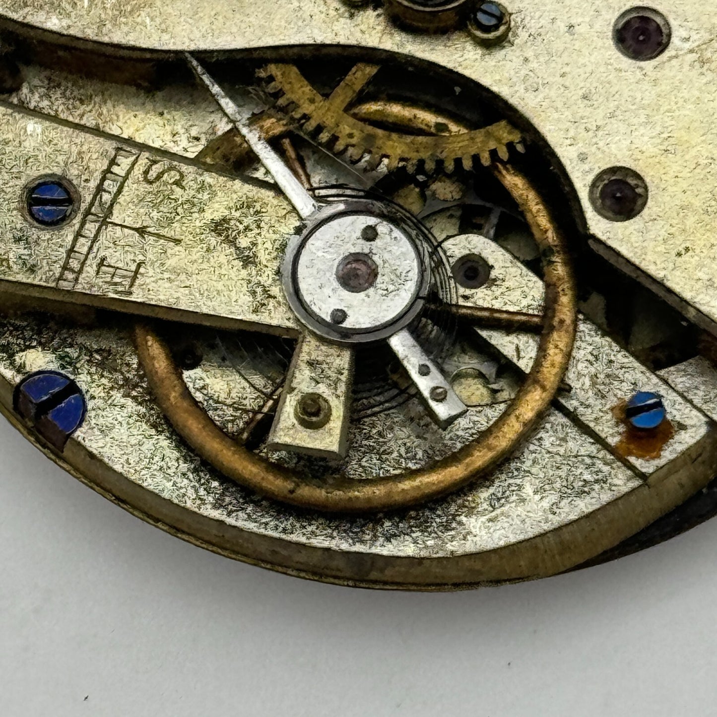 47.6mm Antique Key Wound Pocket Watch Movement Dial PARTS REPAIR SPARES