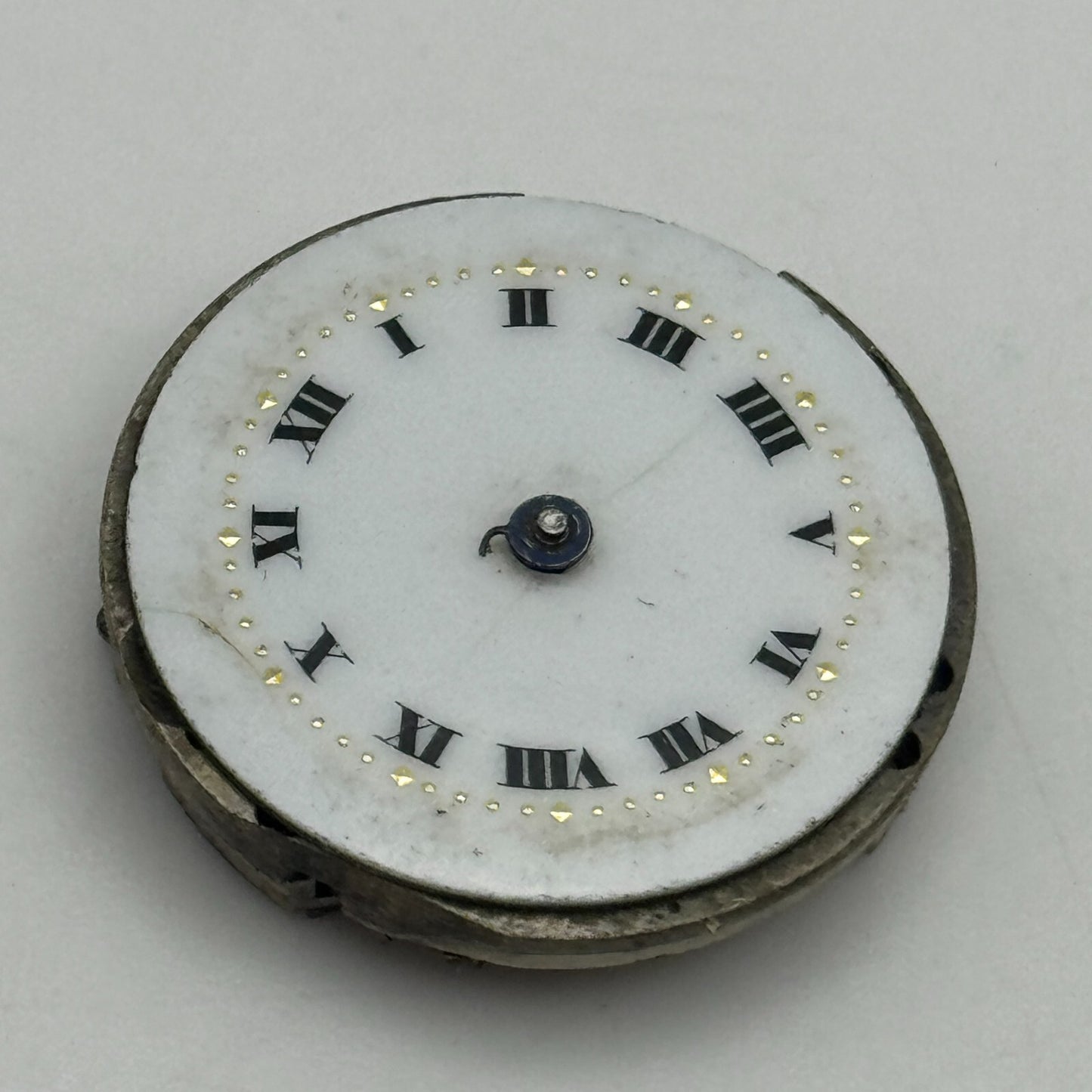 23.7mm Unidentified Swiss Porcelain Dial Trench Watch Movement Manual Wind PARTS