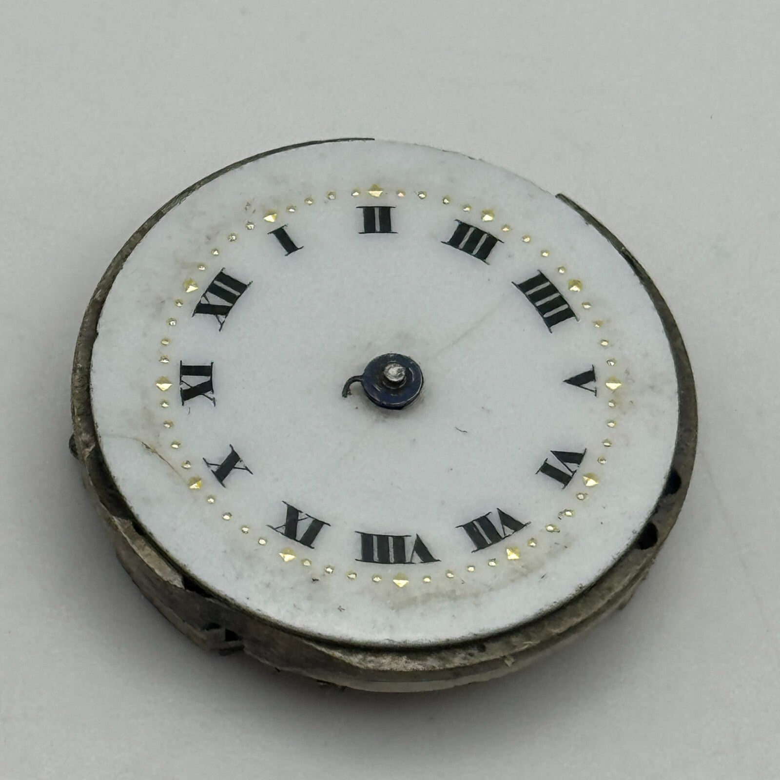 23.7mm Unidentified Swiss Porcelain Dial Trench Watch Movement Manual Wind PARTS