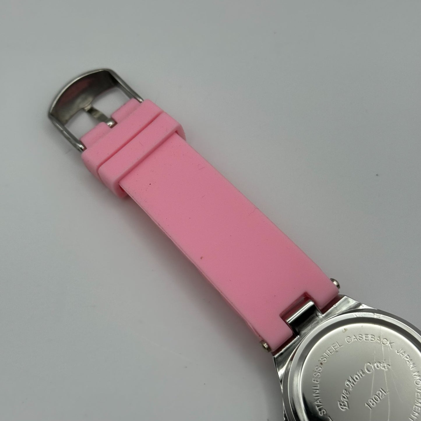 Eve Mon Crois Ladies Quartz Watch Pink Dial Crystal Accents Japan Working 36mm