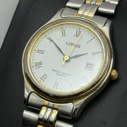 26mm Working Ladies Lorus V782-X113 Two Tone Date Dial Quartz Watch 6 Inches