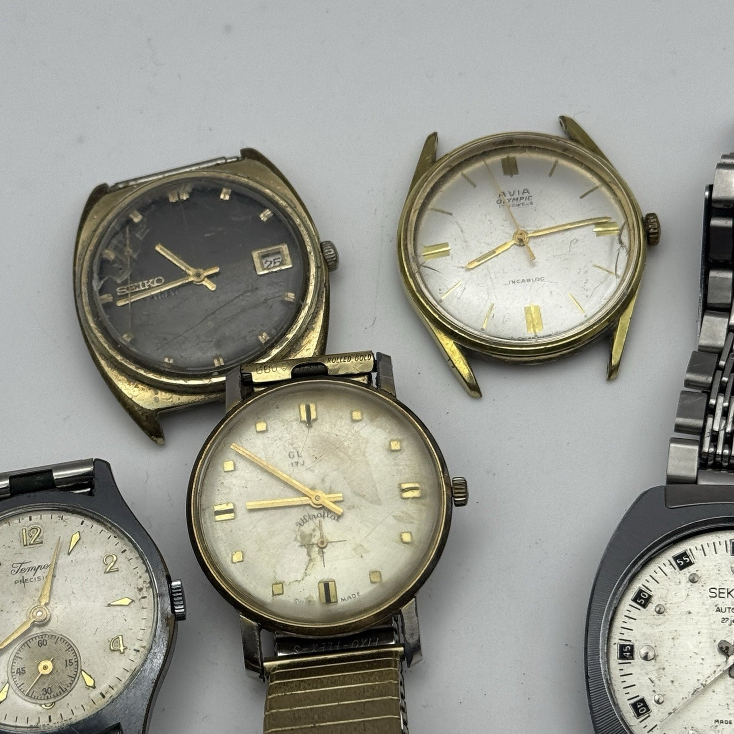 Bundle Of 6 Vintage Men’s Watches Mechanical Wind Up Job Lot Parts Repair Spares