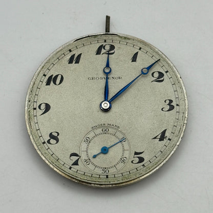 41.5mm Antique Grosvenor Open Face Sub Seconds Swiss Pocket Watch Movement PARTS