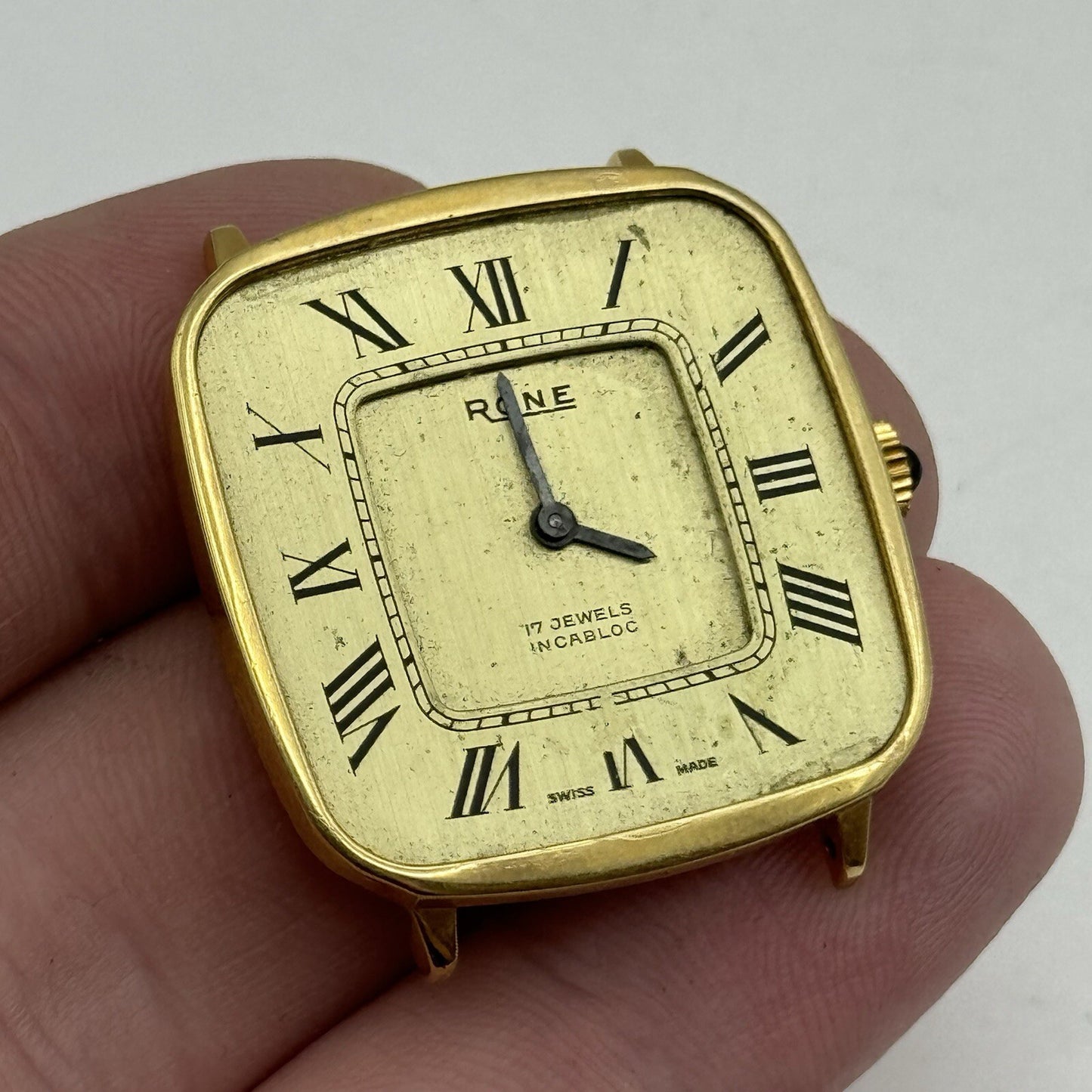29mm Ladies Manual Wind Rone Gold Placed SwissWatch Head FOR PARTS To Restore