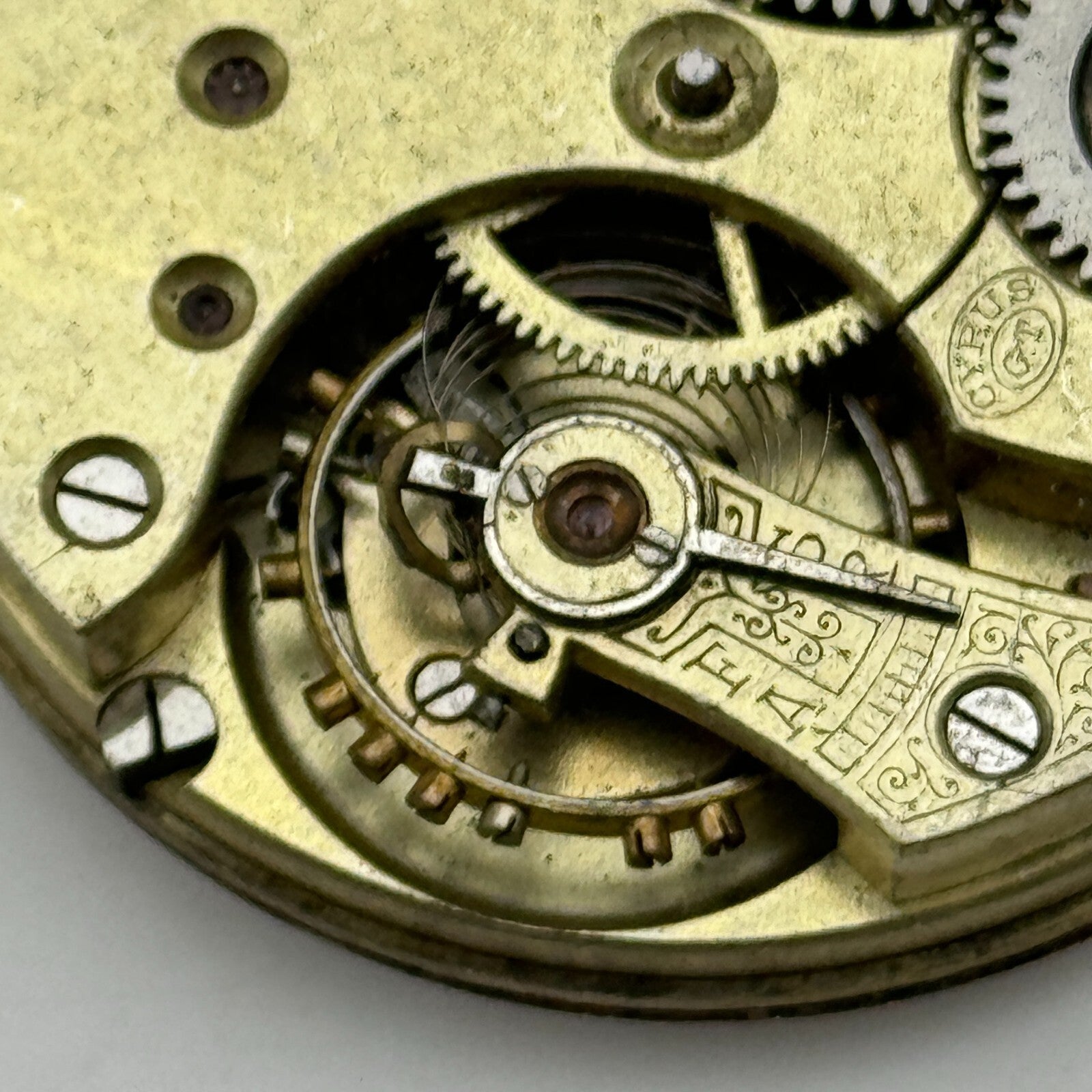 43.1mm Antique Open Face Cyrus GT Pocket Watch Movement PARTS REPAIR