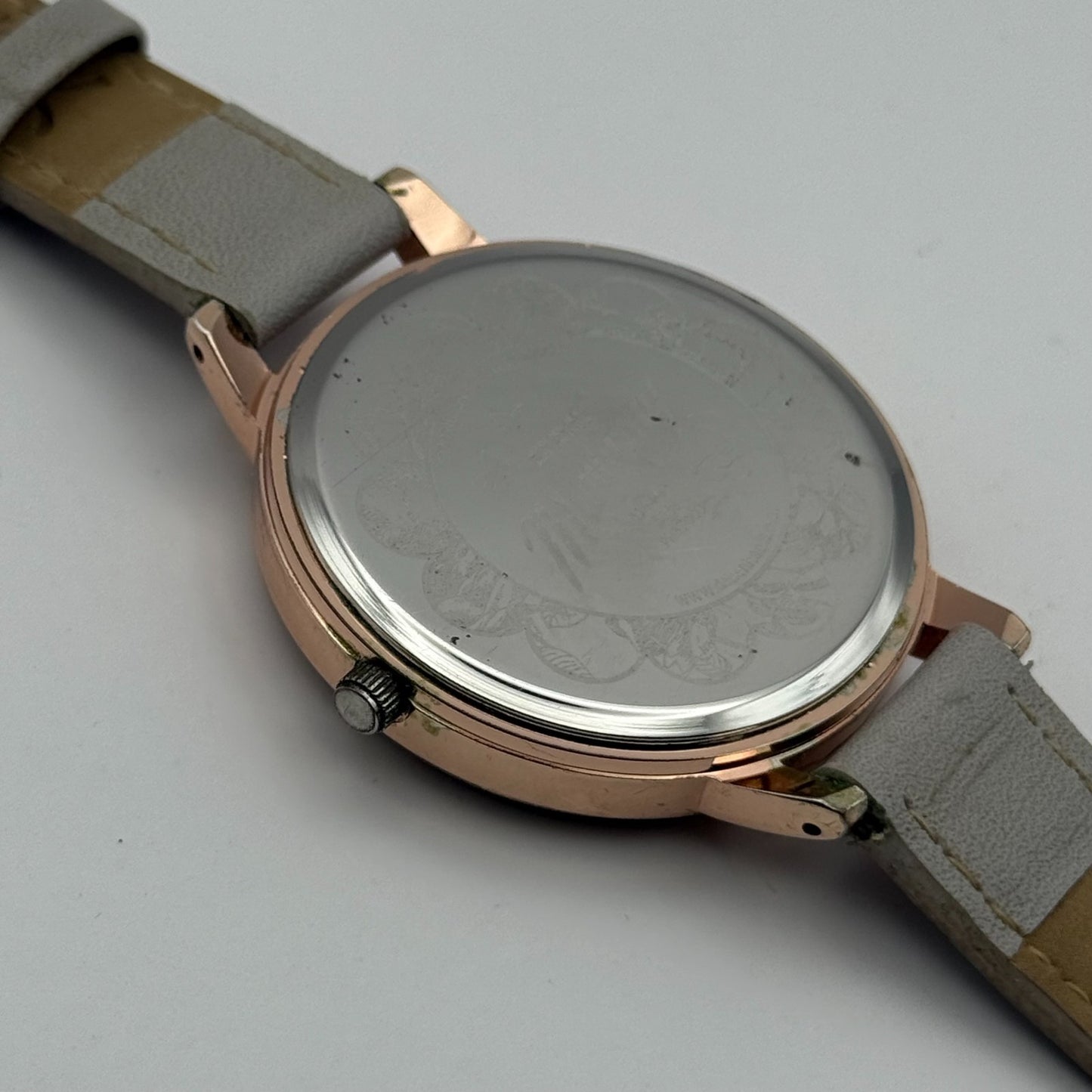 Mantaray Ladies Quartz Watch Floral Design Dial Grey Strap Japan Working 38mm