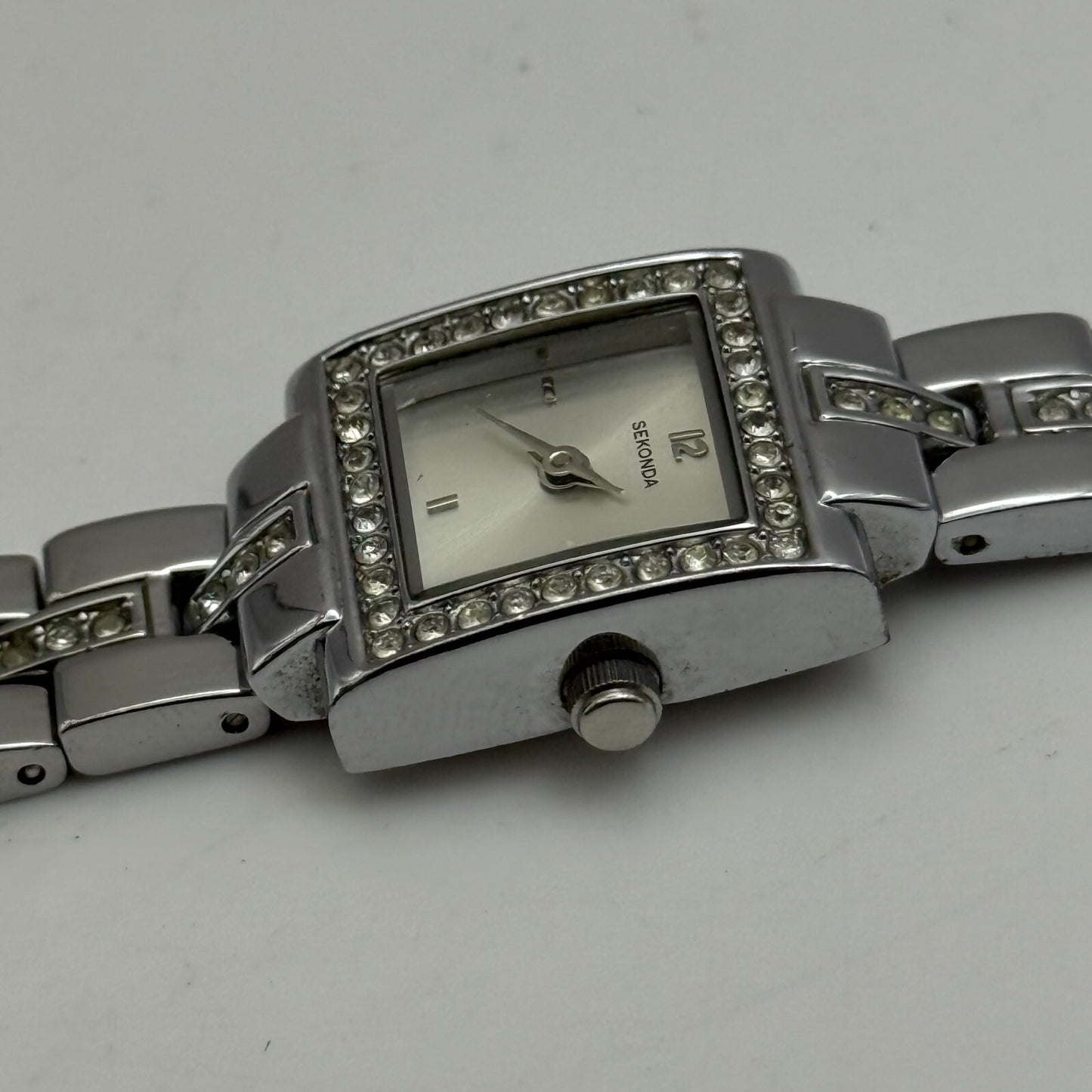 19mm Working Ladies Sekonda 4738 Jewelled Silver Tone Japan Quartz Watch 6 Inch