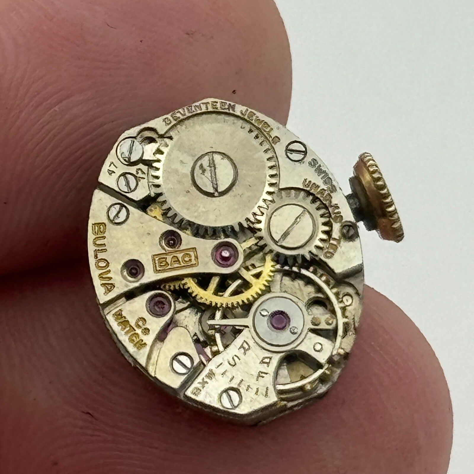 12.8mm Bulova Ladies 5AC Manual Wind Swiss 17 Jewels Watch Movement PARTS SPARES