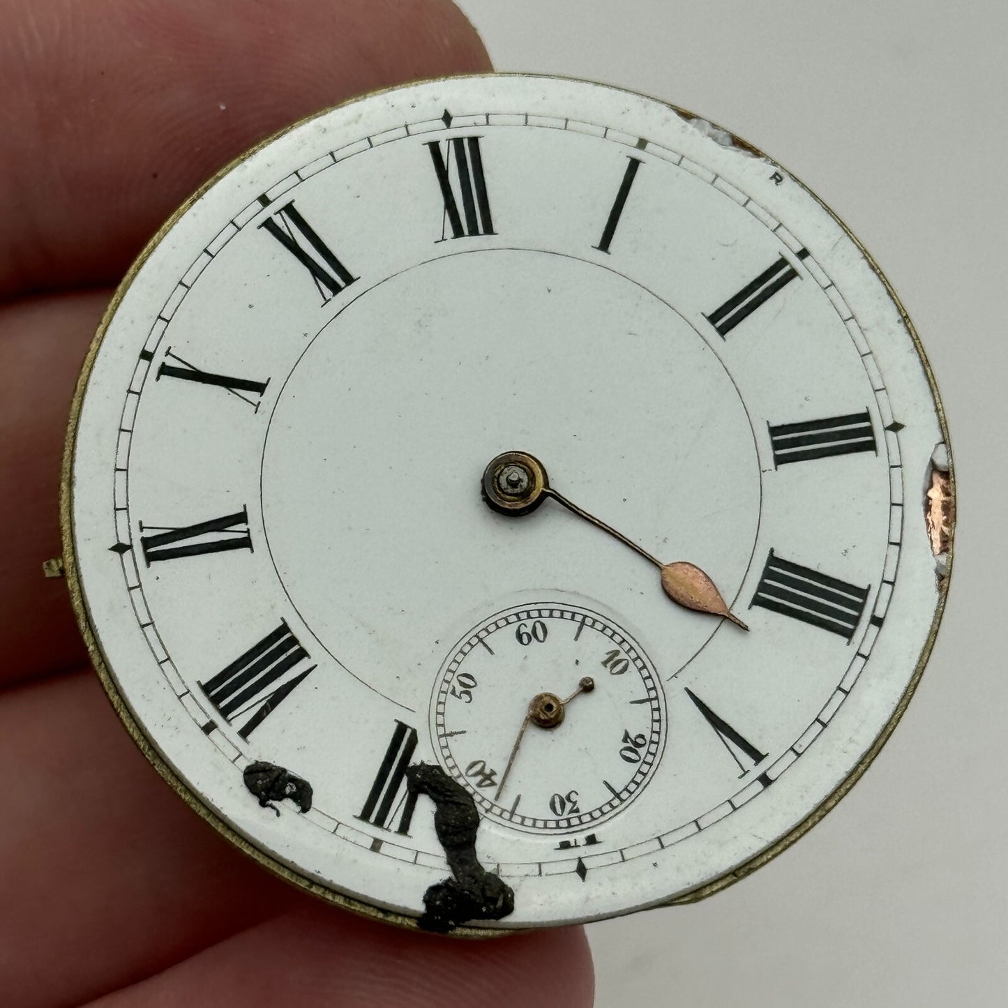 42.7mm Antique Key Wound Sub Seconds Pocket Watch Movement PARTS SPARES REPAIRS
