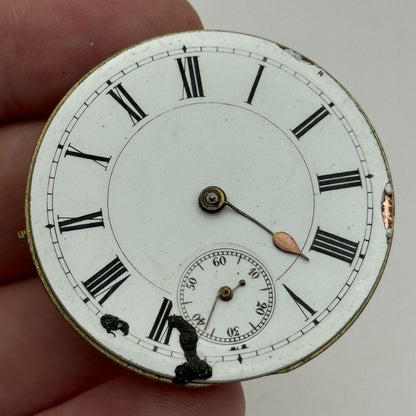 42.7mm Antique Key Wound Sub Seconds Pocket Watch Movement PARTS SPARES REPAIRS