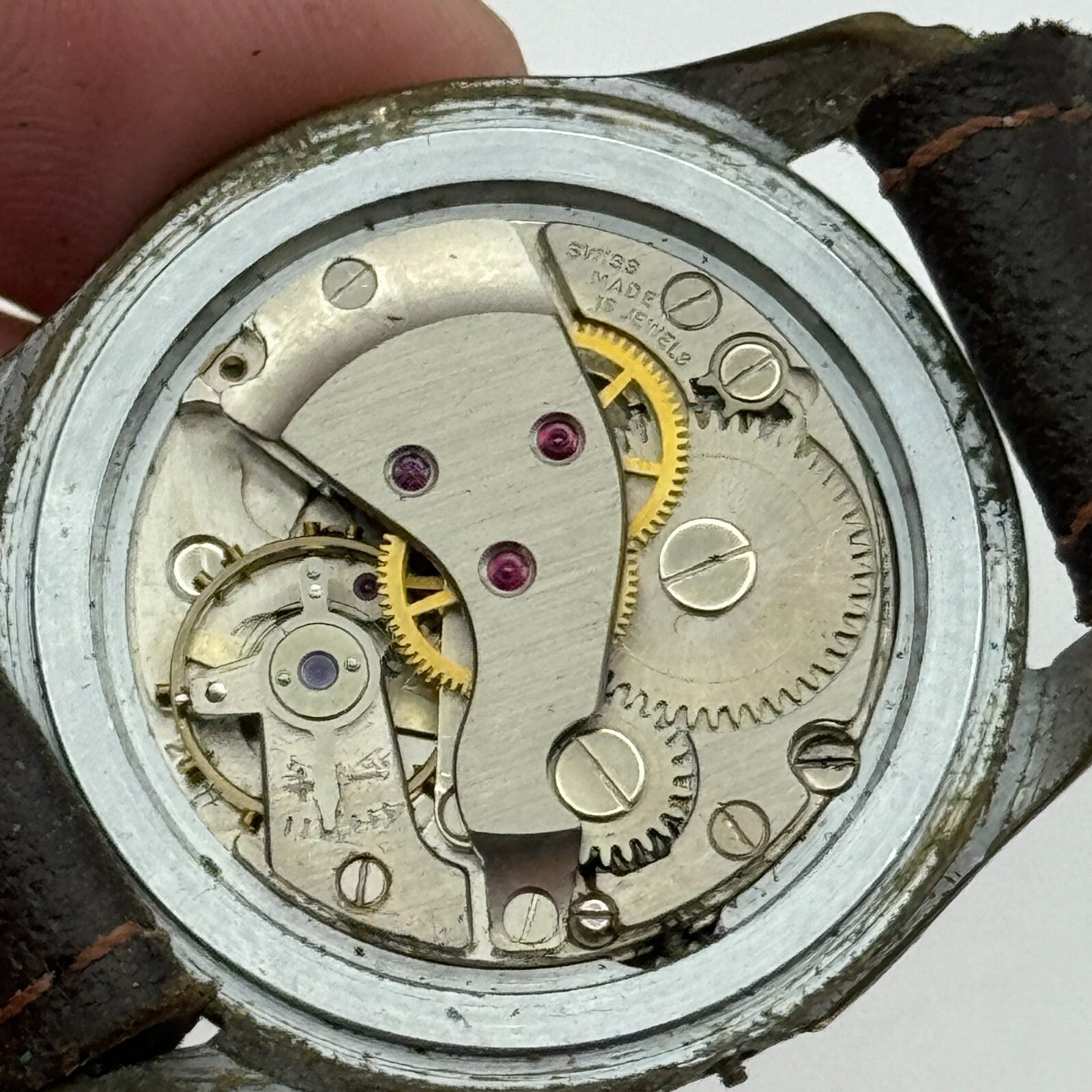 32mm Mens Vintage Avia 15 Jewels FHF 28 Pointer Seconds Hand Swiss Watch PARTS