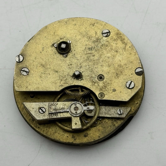 44.9mm Unidentified Pocket Watch Movement Roman Numerals Dial FOR PARTS