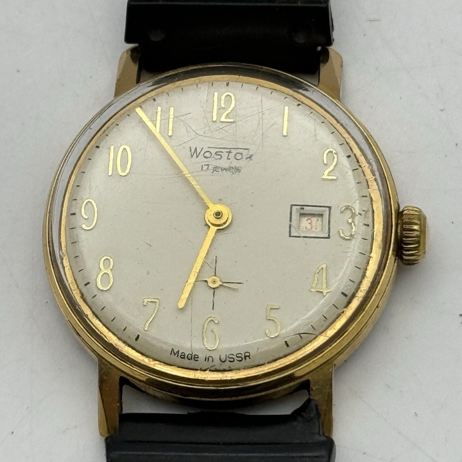 34mm Manual Wind Wostok USSR Date Dial Watch FOR PARTS