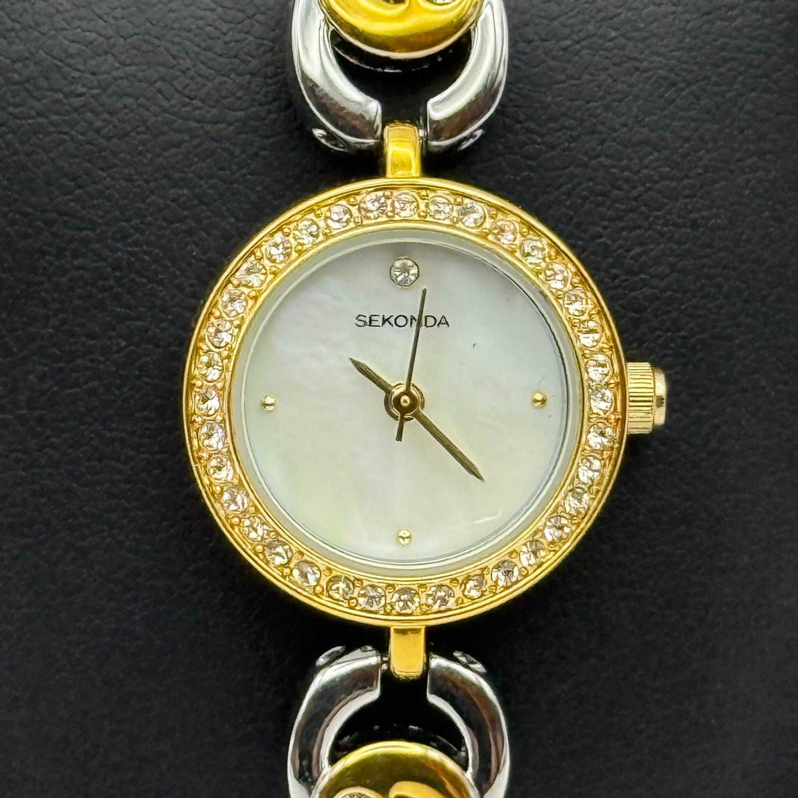 22mm Working Ladies Sekonda Two Tone Jewelled Quartz Japan Watch 6.75 Inches