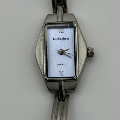 Buckingham Ladies Quartz Watch Purple Dial Silver Tone Bracelet Working 18mm