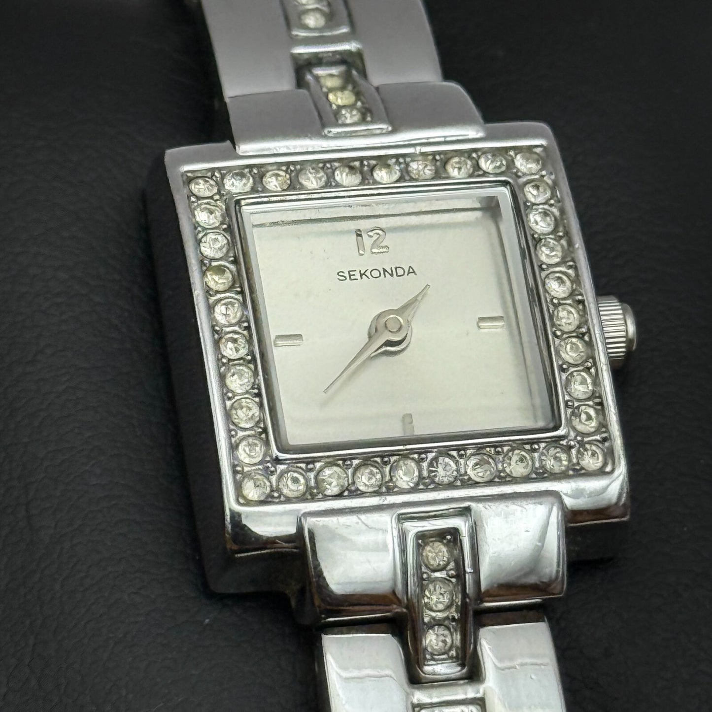 19mm Working Ladies Sekonda 4738 Jewelled Silver Tone Japan Quartz Watch 6 Inch