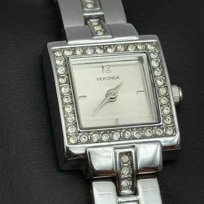 19mm Working Ladies Sekonda 4738 Jewelled Silver Tone Japan Quartz Watch 6 Inch