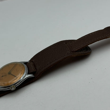 34mm Men’s Vintage Onsa Bund Strap Salmon Dial Manual Wind Watch TO RESTORE