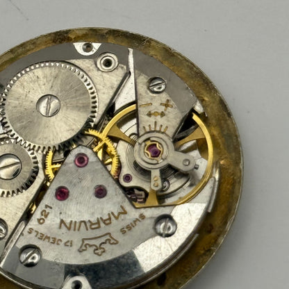 Marvin 621 Watch Movement Manual Wind Vintage Swiss 17 Jewels Parts 25.9mm