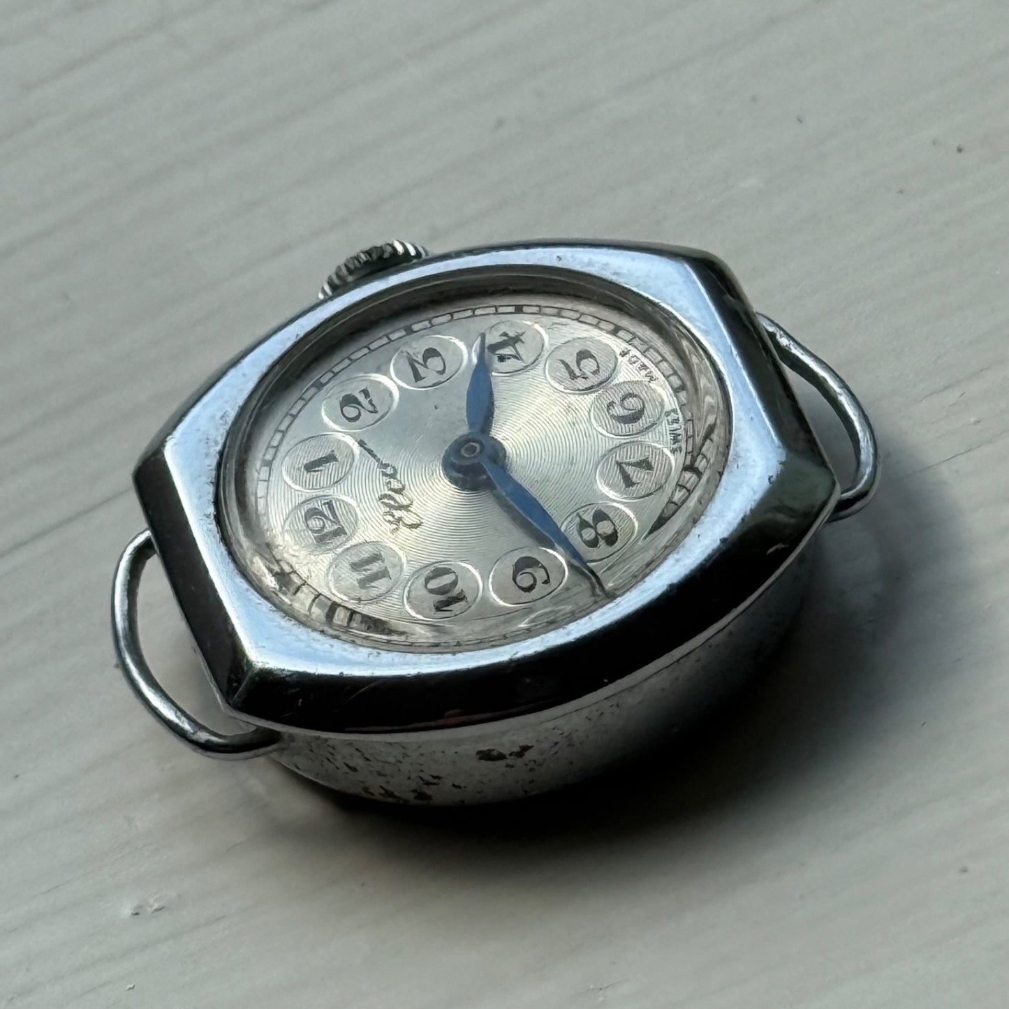 22mm Vintage Elco Bullseye Silver Ring Dial Manual Wind Watch PARTS / REPAIR