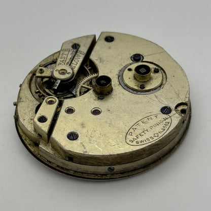 45.1mm Antique Henry E Peck Patent 2622 Safety Pinion Pocket Watch Movement
