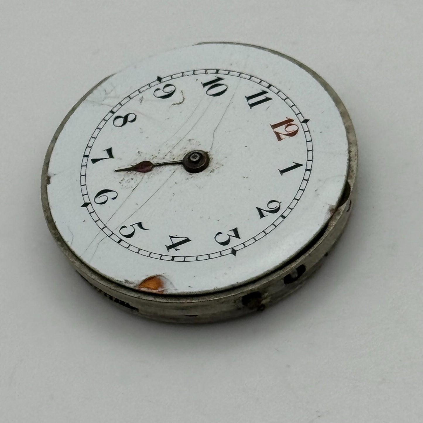 25.3mm Unidentified Trench Watch Movement & Dial Manual Wind Vintage Swiss PARTS