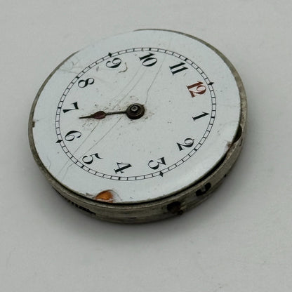 25.3mm Unidentified Trench Watch Movement & Dial Manual Wind Vintage Swiss PARTS