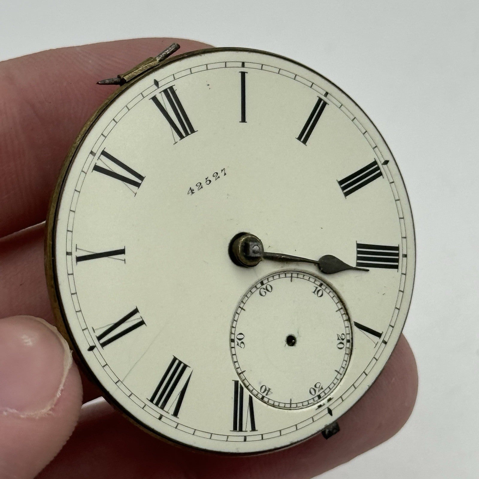 41.8mm Antique Unidentified English Fusee Pocket Watch Movement - PARTS REPAIR