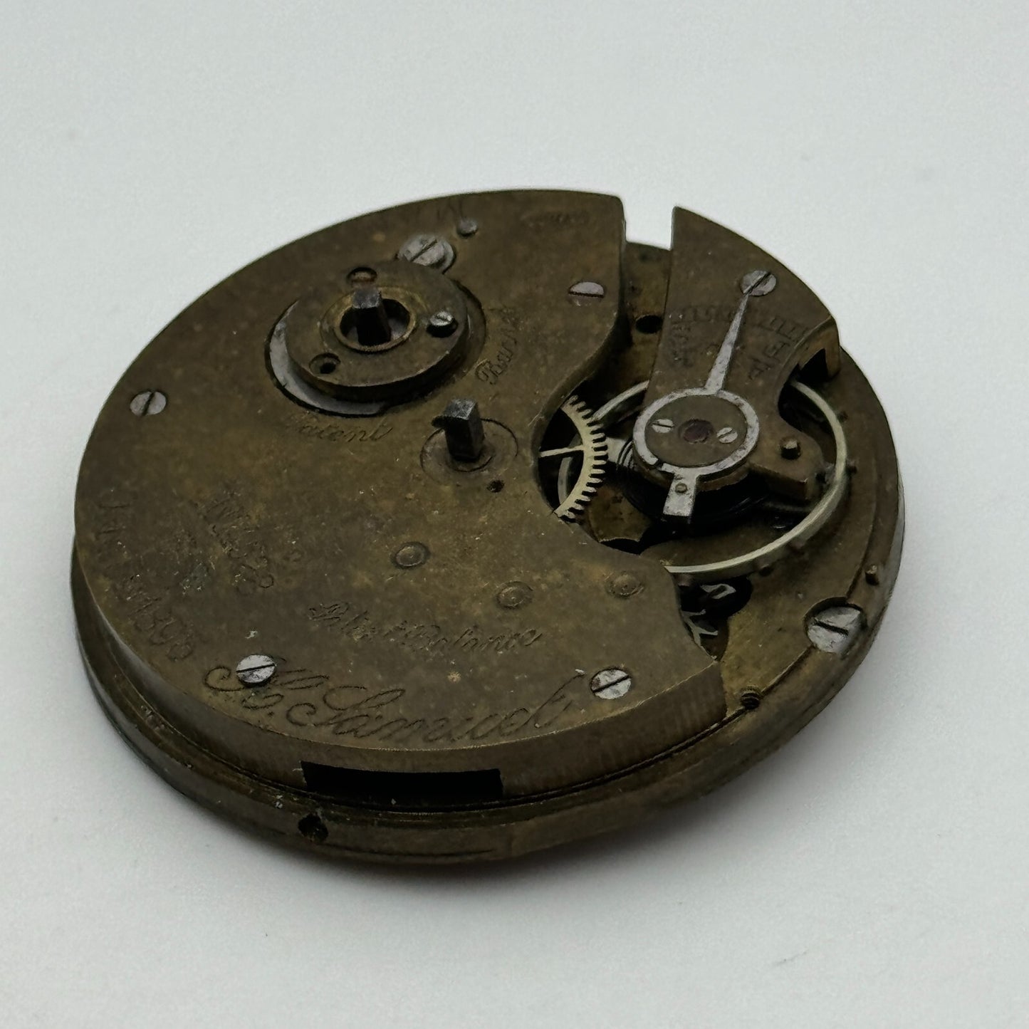 42.2mm Antique H Samuel Manchester Patent Balance Pocket Watch Movement PARTS