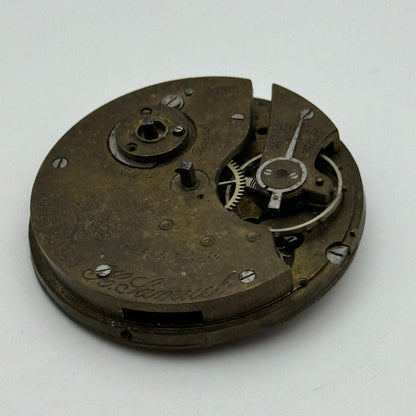 42.2mm Antique H Samuel Manchester Patent Balance Pocket Watch Movement PARTS