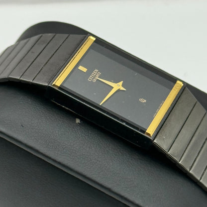 22mm Working Vintage Ladies Citizen CQ Black Dial & Strap Quartz Watch 8 Inches