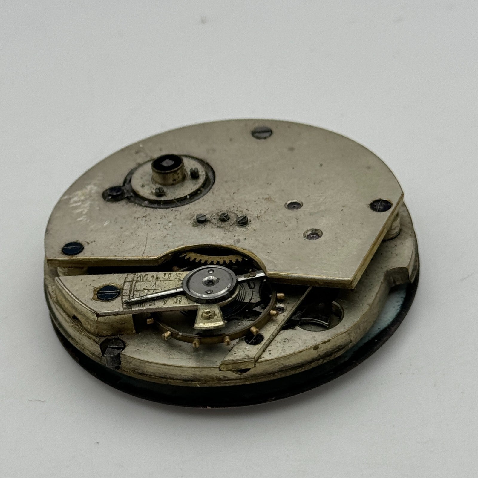 45.3mm Antique Key Wound Balance Intact Pocket Watch Movement PARTS REPAIR SPARE