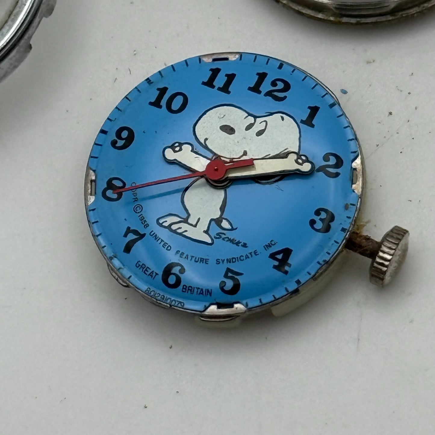 25mm Vintage Blue Timex Snoopy 1958 United Feature Syndicate INC Watch FOR PARTS