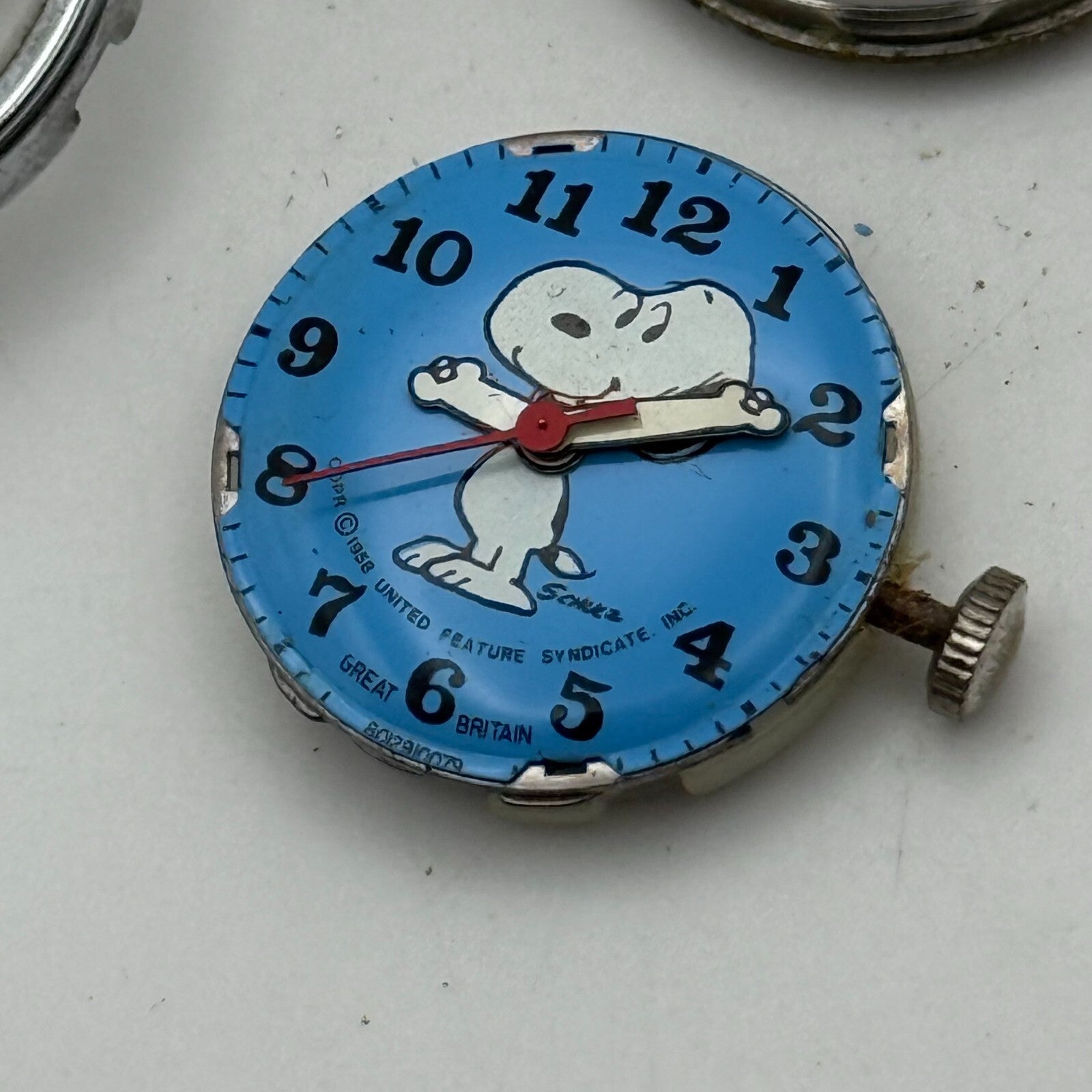 25mm Vintage Blue Timex Snoopy 1958 United Feature Syndicate INC Watch FOR PARTS