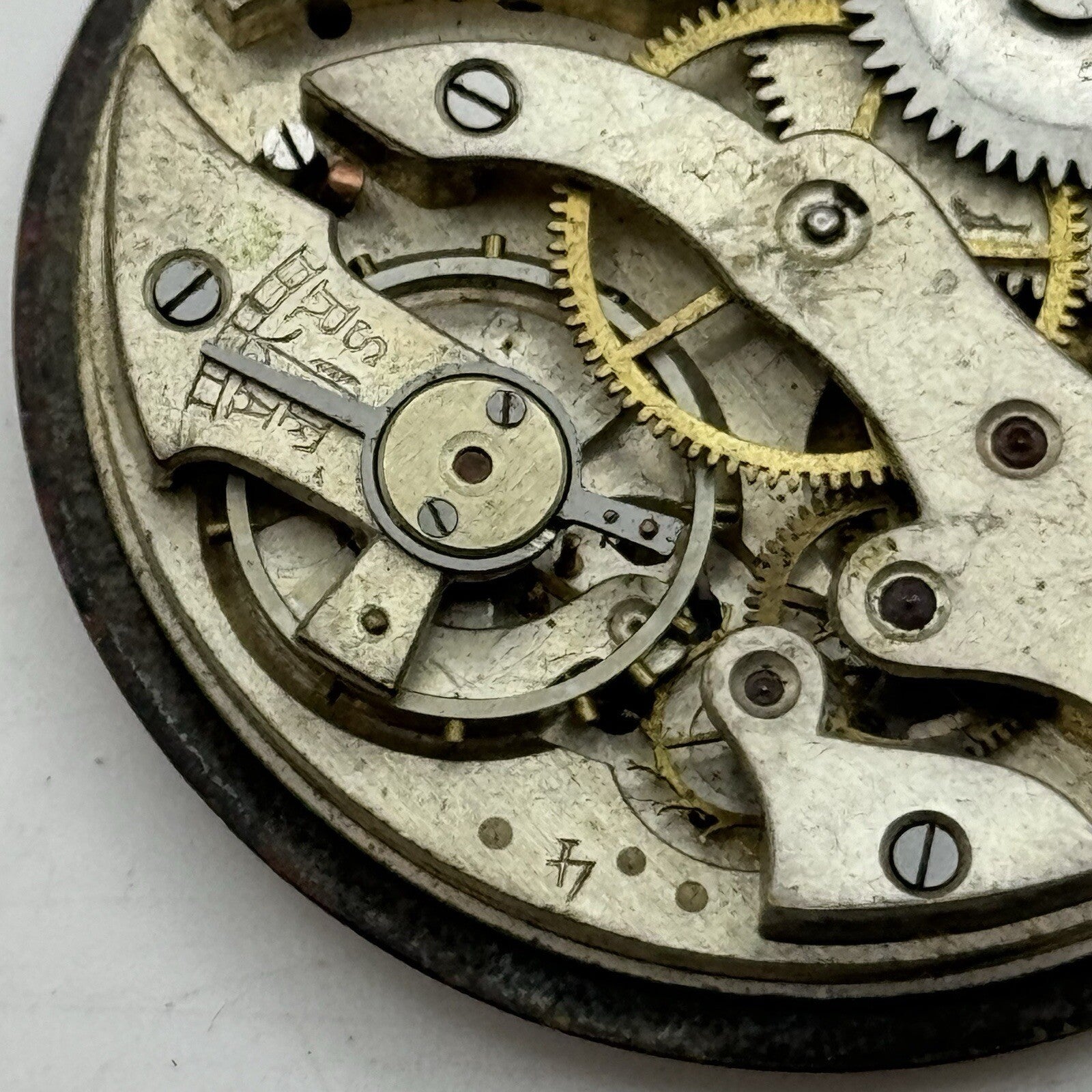 43.7mm Military Style Dial Top Wind Pocket Watch Movement FOR PARTS