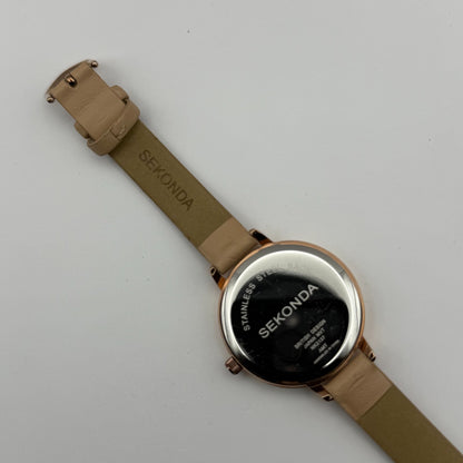 Sekonda Ladies Quartz Watch Silver Dial Rose Gold Tone Case Japan Working 34mm