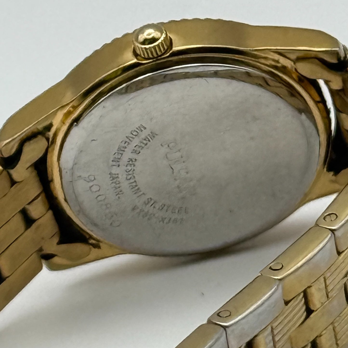 Pulsar Ladies Quartz Watch Crystal Markers Date Gold Tone Bracelet Working 25mm