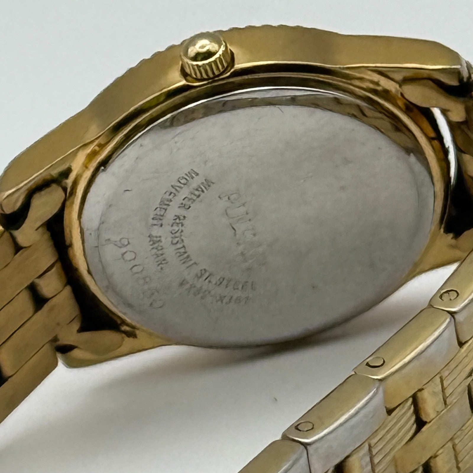 Pulsar Ladies Quartz Watch Crystal Markers Date Gold Tone Bracelet Working 25mm